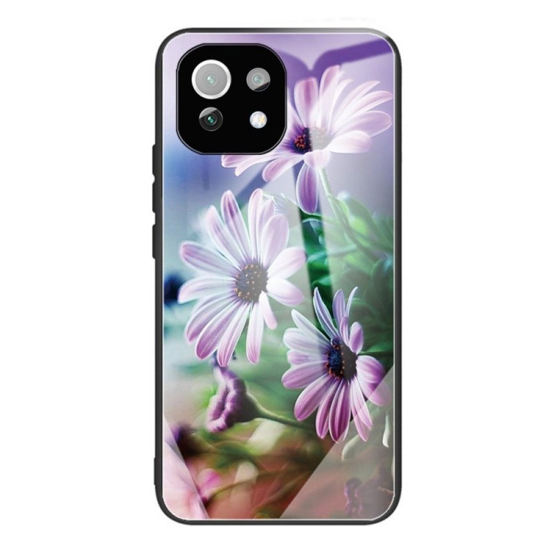 Mobilskal Xiaomi Mi 11 Lite 4G / 5G / 5G NE Härdat Glas Blommor