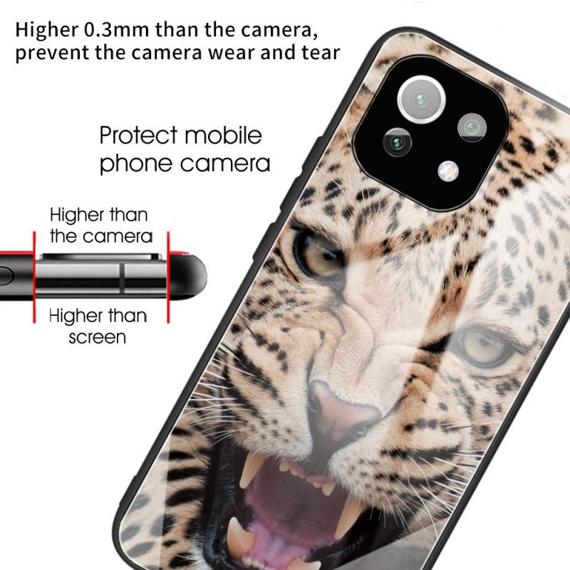 Mobilskal Xiaomi Mi 11 Lite 4G / 5G / 5G NE Leopard Härdat Glas