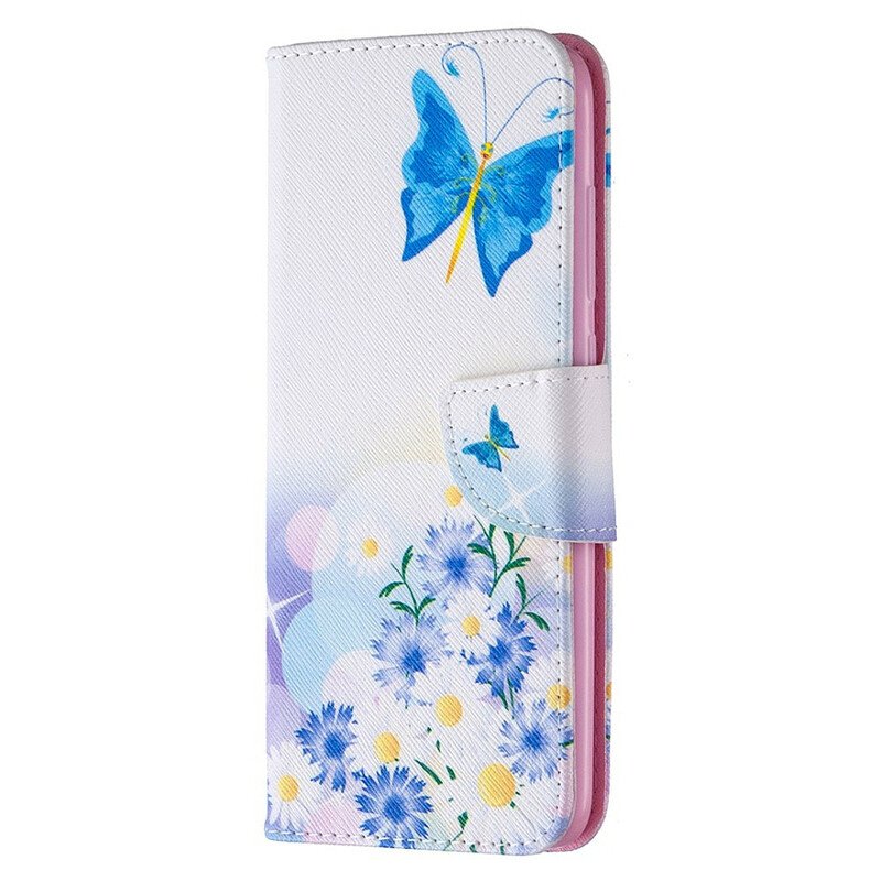 Fodral Xiaomi Redmi Note 9 Målade Fjärilar Och Blommor