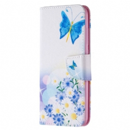 Fodral Xiaomi Redmi Note 9 Målade Fjärilar Och Blommor