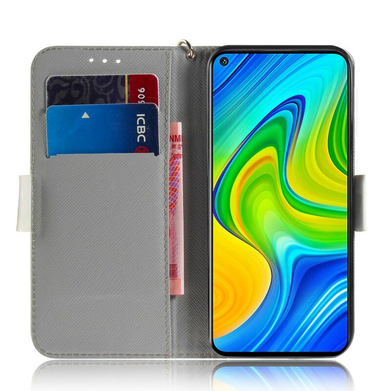 Fodral Xiaomi Redmi Note 9 Med Kedjar Blommande Gren Med Rem