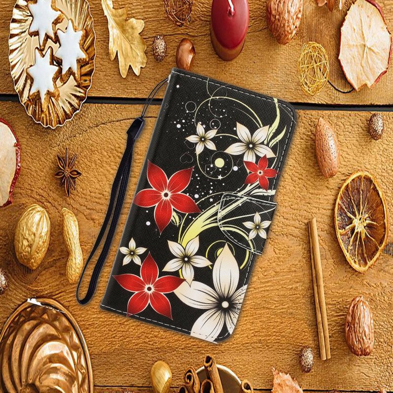 Fodral Xiaomi Redmi Note 9 Med Kedjar Färgglada Strappy Blommor