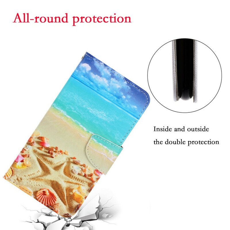 Fodral Xiaomi Redmi Note 9 Med Kedjar Lanyard Beach