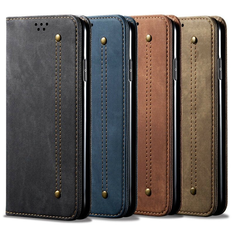 Folio-fodral Xiaomi Redmi Note 9 Läderfodral Denim Tyg