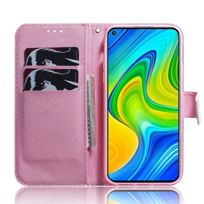 Läderfodral Xiaomi Redmi Note 9 Blomma Dusty Pink