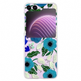 Skal För Samsung Galaxy Z Flip 5 Genomskinliga Vackra Blommor