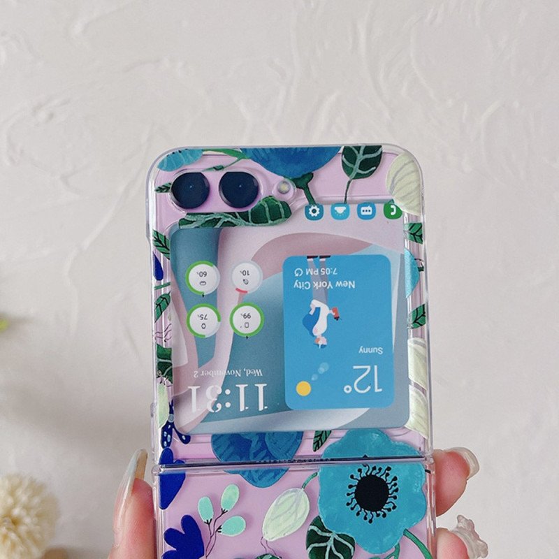 Skal För Samsung Galaxy Z Flip 5 Genomskinliga Vackra Blommor