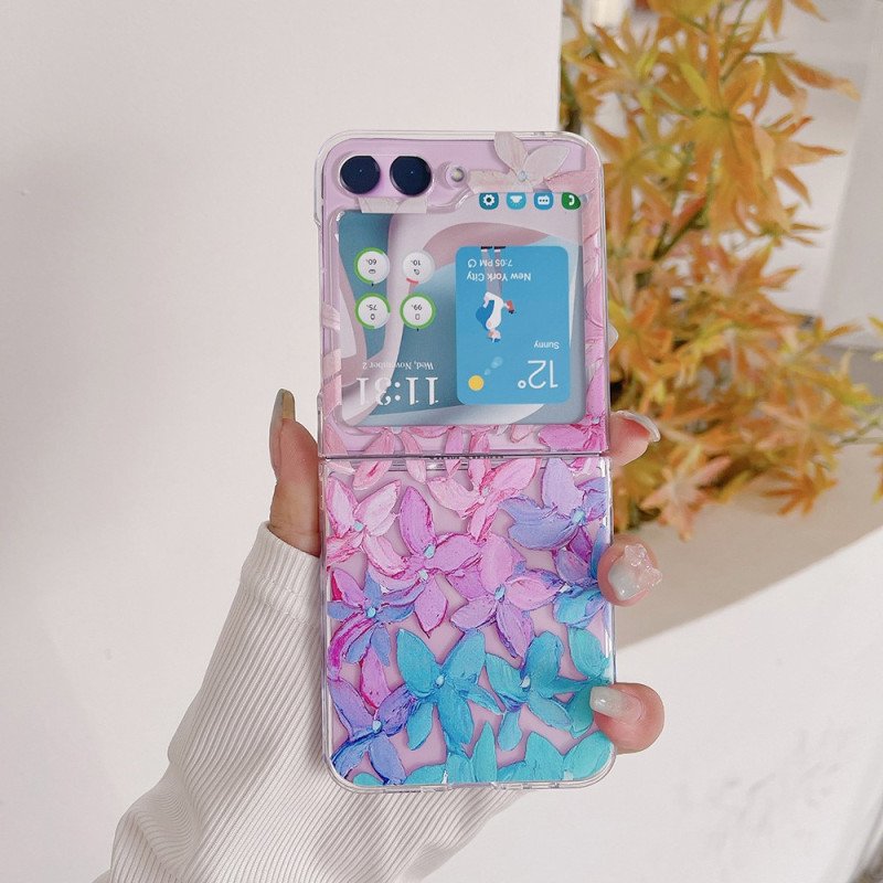 Skal För Samsung Galaxy Z Flip 5 Transparenta Grafiska Blommor