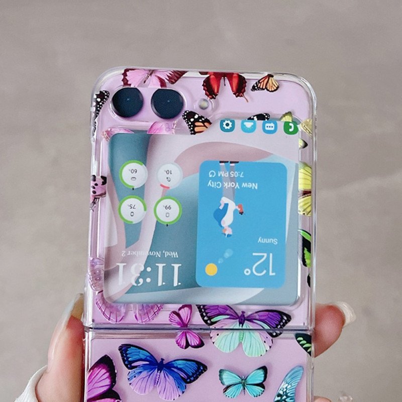 Skal Samsung Galaxy Z Flip 5 Transparenta Färgglada Fjärilar