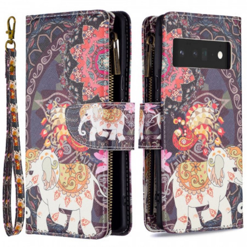 Folio-fodral Google Pixel 6 Pro Elephant Zip-ficka