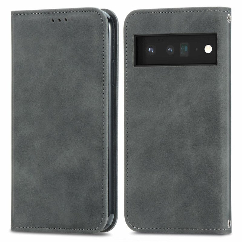 Folio-fodral Google Pixel 6 Pro Läderfodral Vintage Skin-touch Design