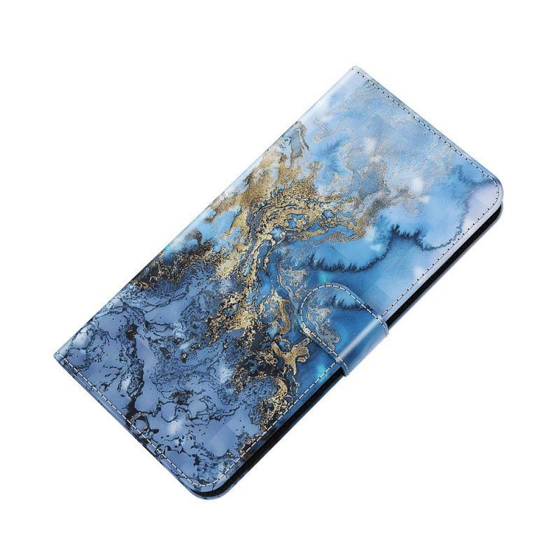 Folio-fodral Google Pixel 6 Pro Light Spot Marble Design Med Lanyard