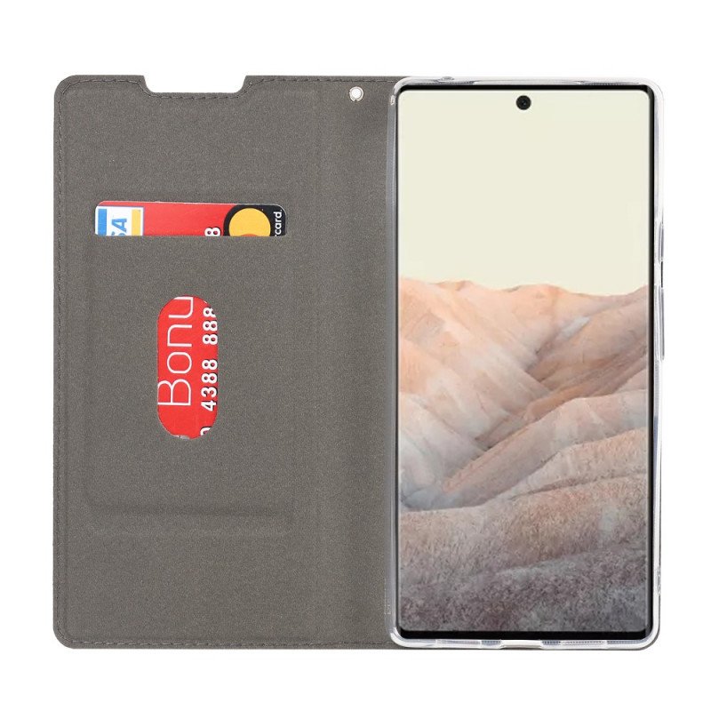 Folio-fodral Google Pixel 6 Pro Med Kedjar Läderfodral Strappy Finesse