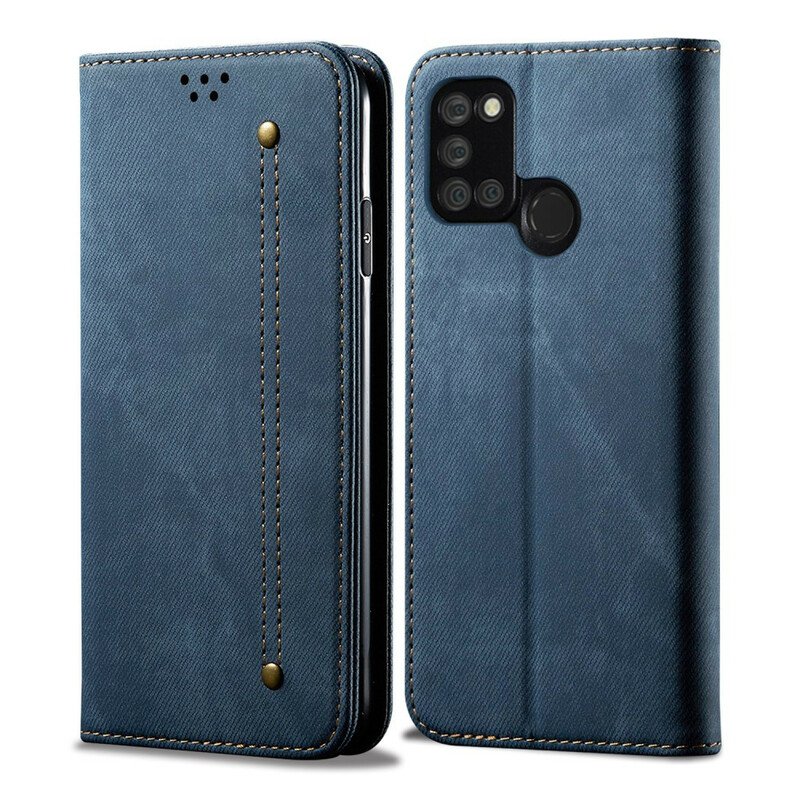 Folio-fodral Realme 7i Läderfodral Denim Tyg