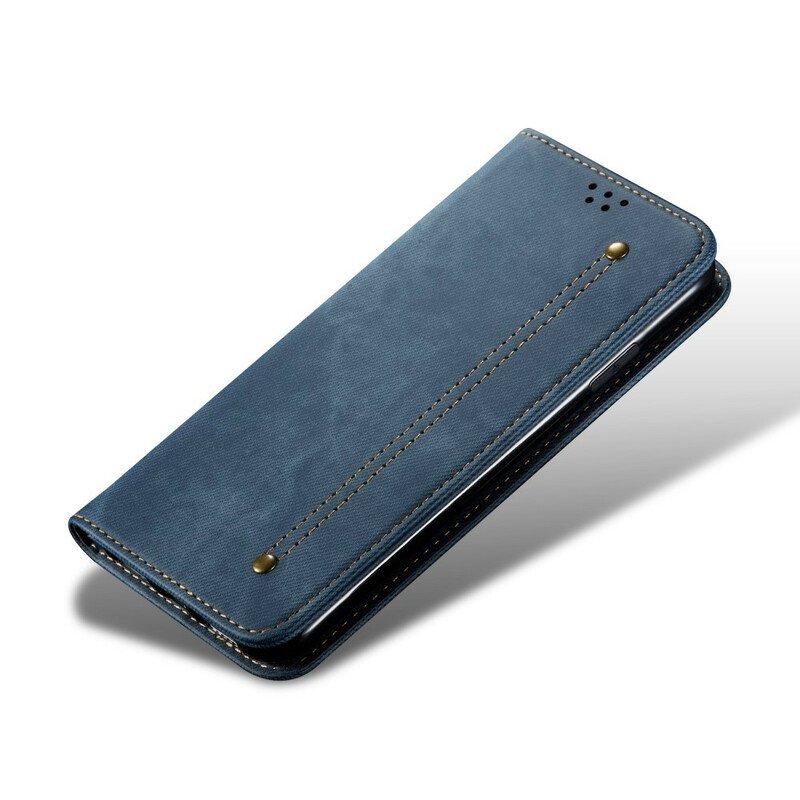 Folio-fodral Realme 7i Läderfodral Denim Tyg