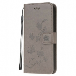 Fodral Samsung Galaxy Note 20 Ultra Med Kedjar Stringfjärilar Och Blommor