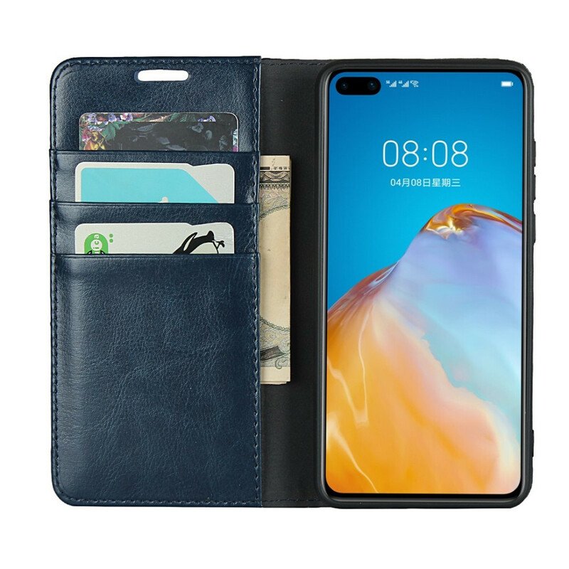 Folio-fodral Huawei P40 Läderfodral Äkta Läder