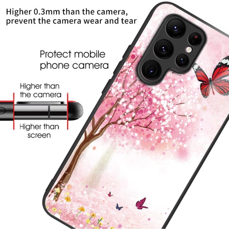 Skal För Samsung Galaxy S24 Ultra 5g Körsbärsblommor I Härdat Glas