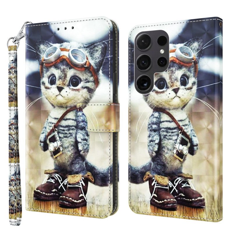 Skyddsfodral Samsung Galaxy S24 Ultra 5g Aviator Cat Med Rem