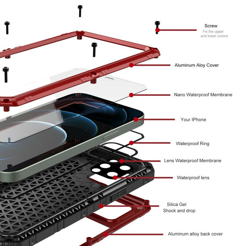 Skal iPhone 12 Pro Max Vattentät Superresistent Metall