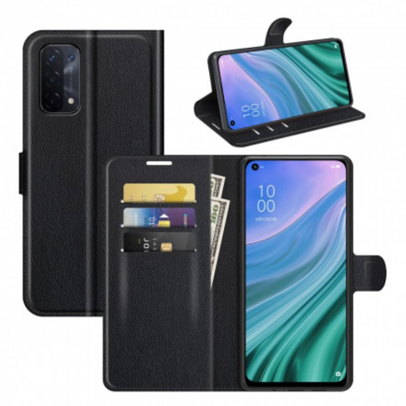 Folio-fodral Oppo A54 5G / A74 5G Klassiskt Litchi Konstläder