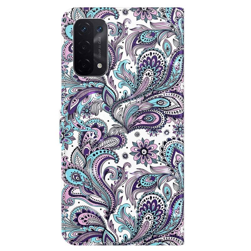 Läderfodral Oppo A54 5G / A74 5G Paisley