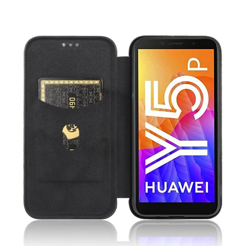 Folio-fodral Huawei Y5p Läderfodral Kolfiber