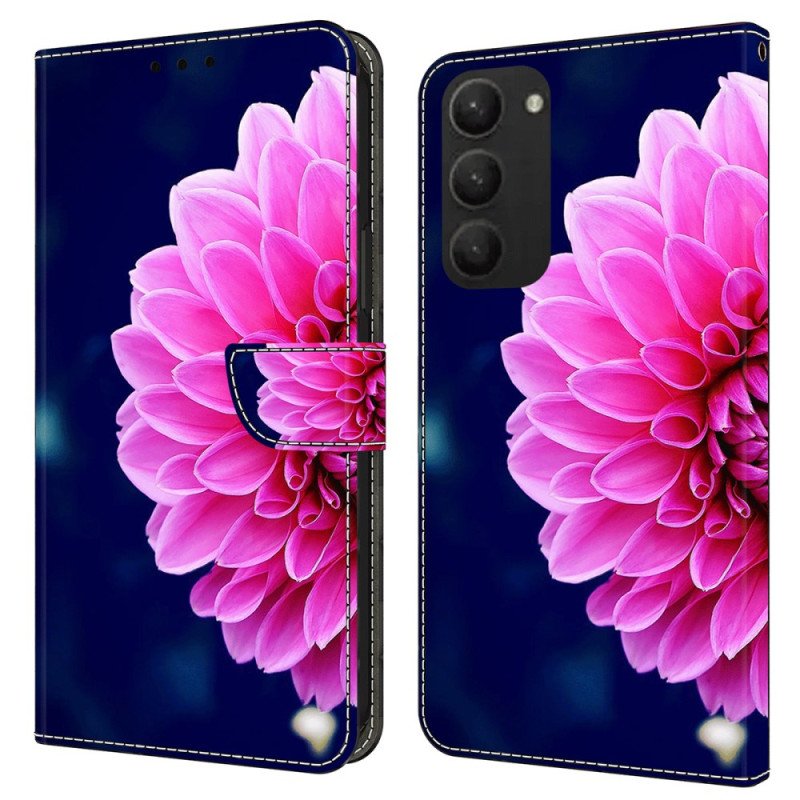 Fodral För Samsung Galaxy S24 Plus 5g Rosa Blommor På Blå Bakgrund