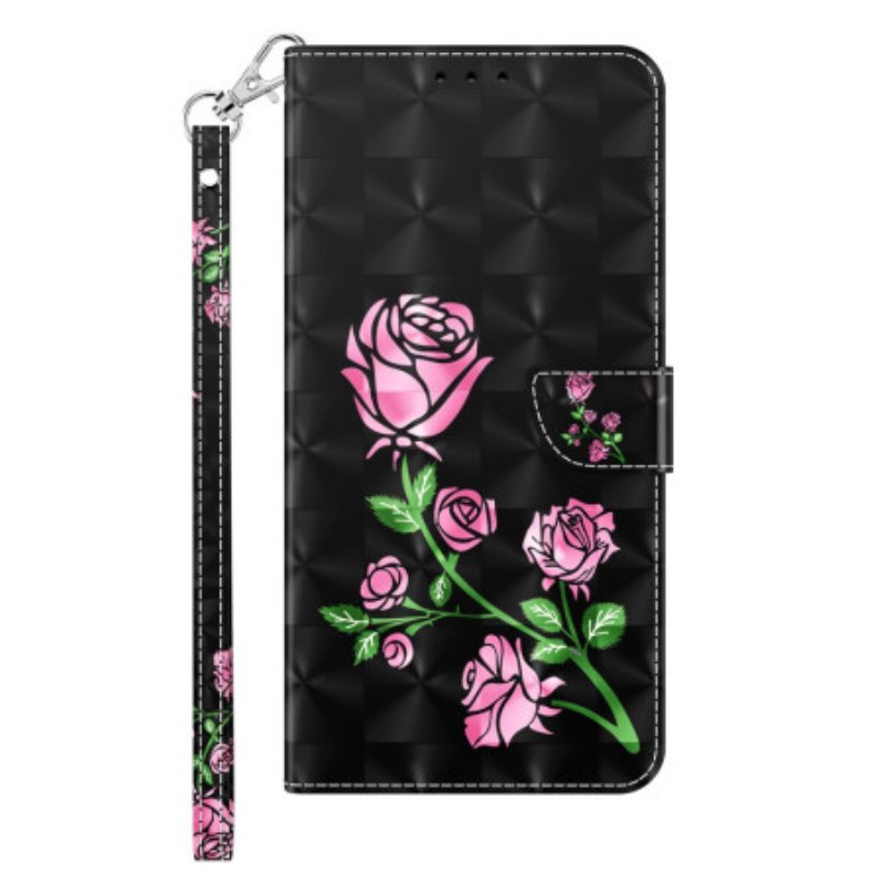 Fodral Samsung Galaxy S24 Plus 5g Rosa Blommor Med Rem