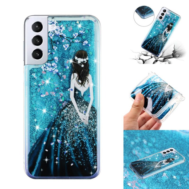 Skal Samsung Galaxy S24 Plus 5g Blue Girl Glitter Liquid