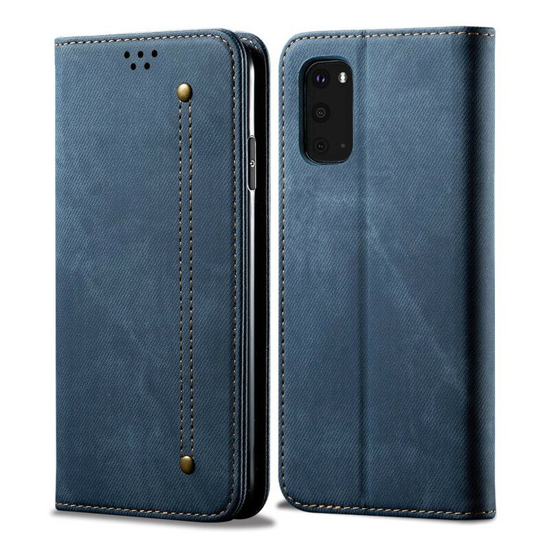 Folio-fodral Samsung Galaxy S20 Läderfodral Denim Tyg