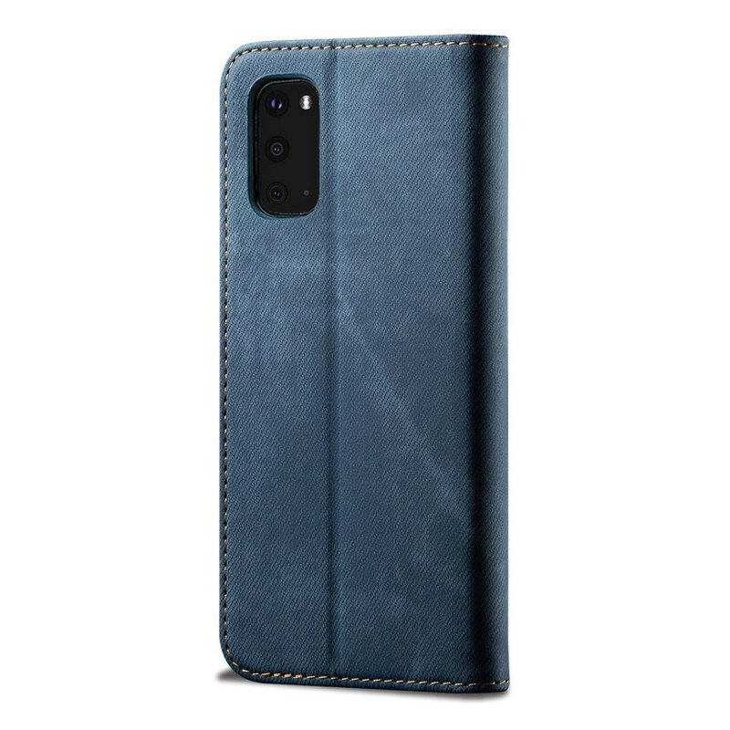 Folio-fodral Samsung Galaxy S20 Läderfodral Denim Tyg