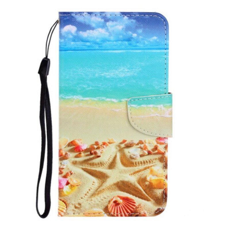 Folio-fodral Samsung Galaxy S20 Med Kedjar Lanyard Beach