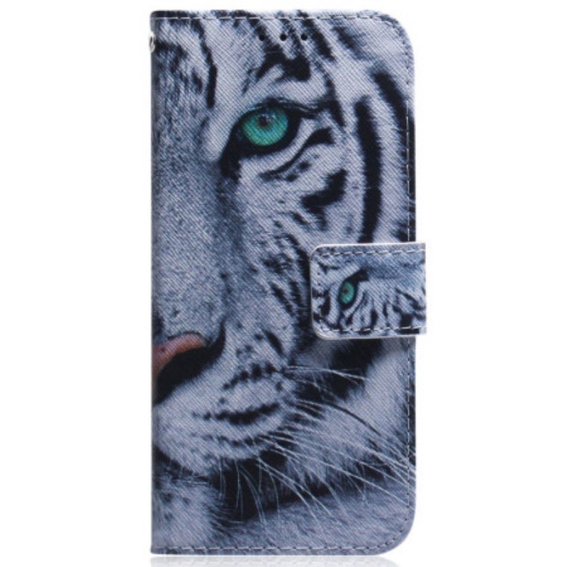 Läderfodral Google Pixel 8 Telefonfodral White Tiger