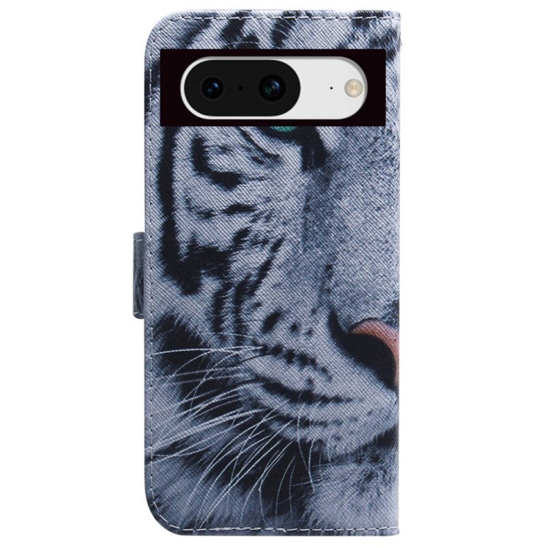 Läderfodral Google Pixel 8 Telefonfodral White Tiger