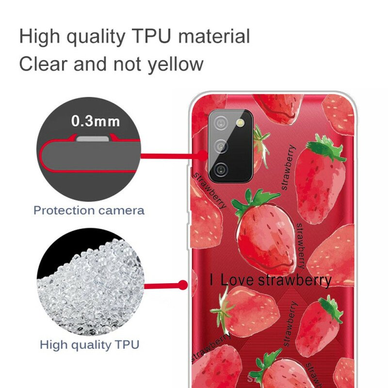 Mobilskal Samsung Galaxy A02s Jordgubbar / Jag Älskar Jordgubbar