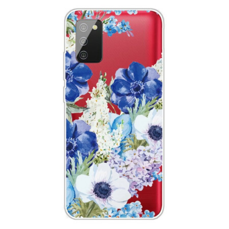 Skal Samsung Galaxy A02s Sömlös Akvarell Blå Blommor