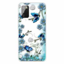 Skal Samsung Galaxy A02s Sömlös Retro Fjärilar Och Blommor