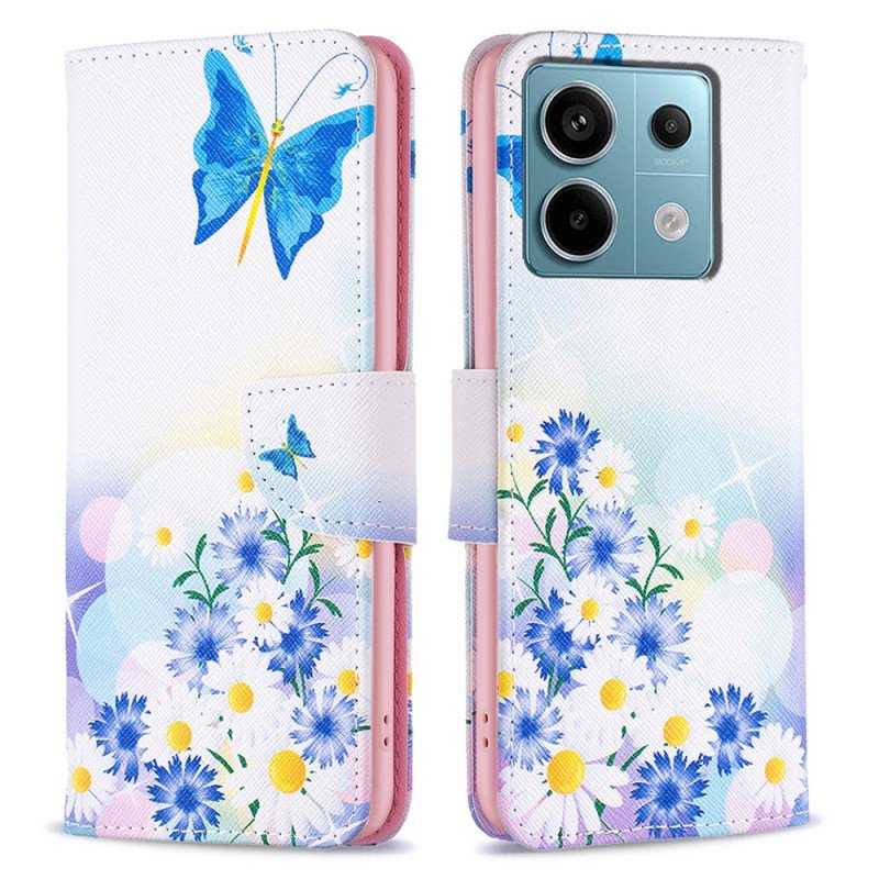 Fodral För Xiaomi Redmi Note 13 Pro 4g Fjäril Och Blommor Akvarell