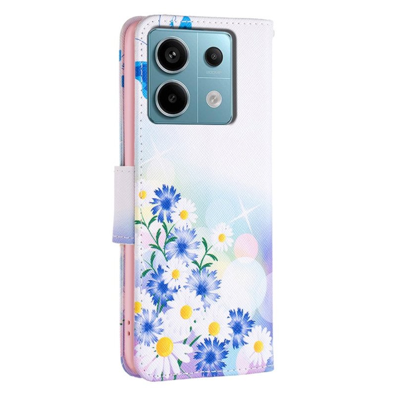 Fodral För Xiaomi Redmi Note 13 Pro 4g Fjäril Och Blommor Akvarell