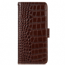 Läderfodral Xiaomi Redmi Note 13 Pro 4g Telefonfodral Crocodile Design Rfid Blocking Technology