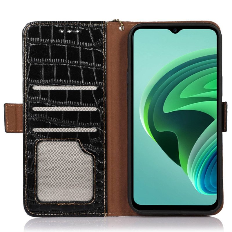 Läderfodral Xiaomi Redmi Note 13 Pro 4g Telefonfodral Crocodile Design Rfid Blocking Technology