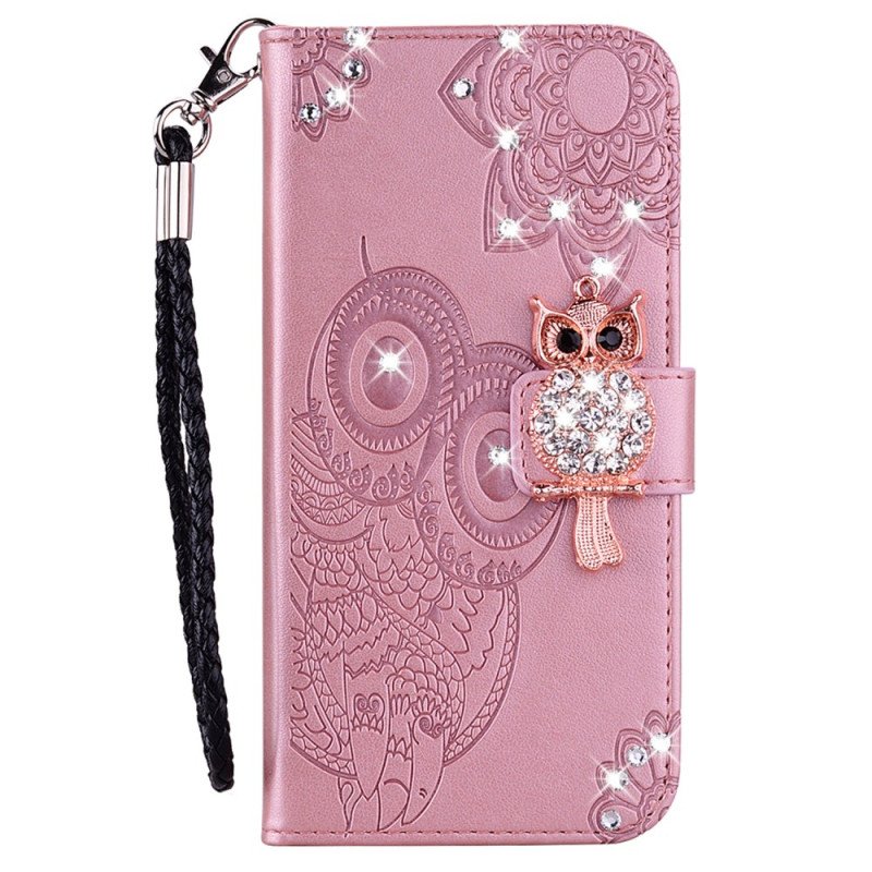 Läderfodral Xiaomi Redmi Note 13 Pro 4g Telefonfodral Owl Lanyard Charm