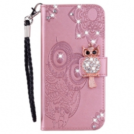 Läderfodral Xiaomi Redmi Note 13 Pro 4g Telefonfodral Owl Lanyard Charm