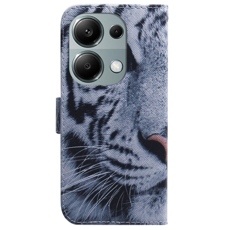 Läderfodral Xiaomi Redmi Note 13 Pro 4g Telefonfodral Vit Tiger