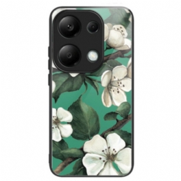 Skal Xiaomi Redmi Note 13 Pro 4g Vita Blommor I Härdat Glas