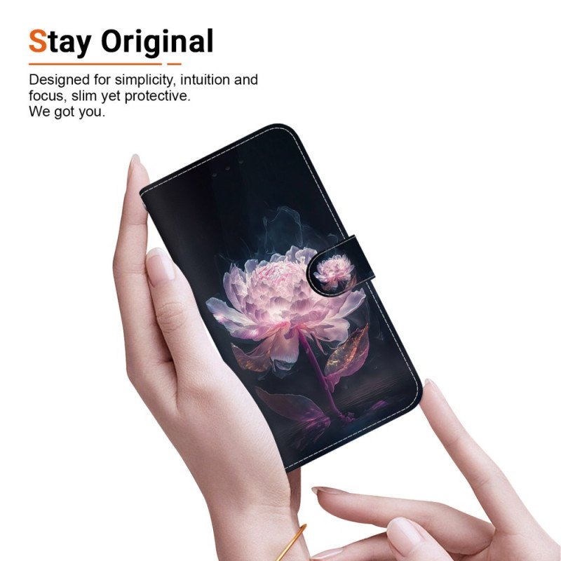 Skyddsfodral Xiaomi Redmi Note 13 Pro 4g Purple Peony Strap Case