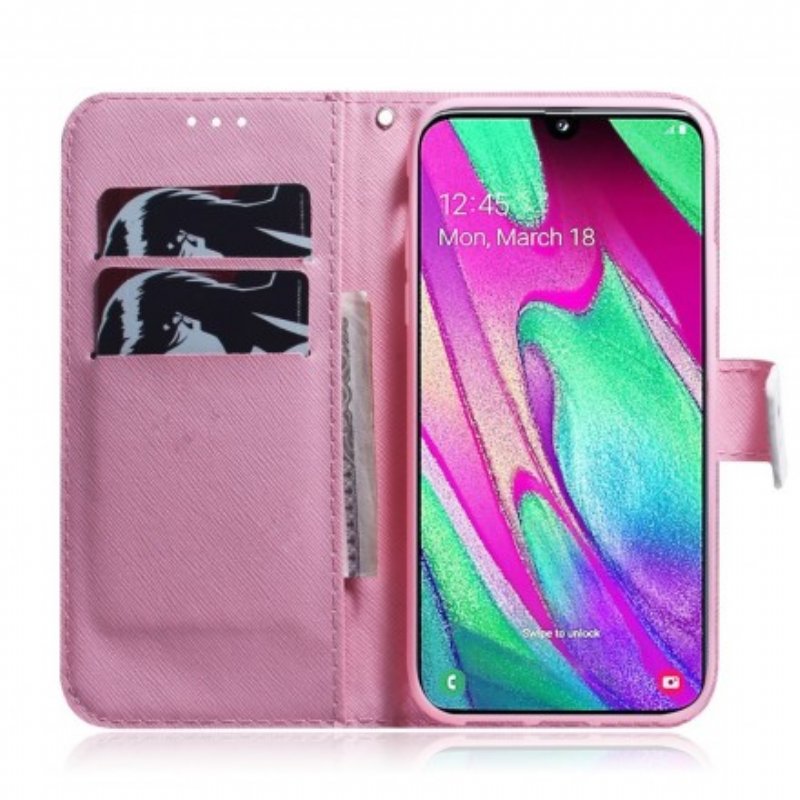 Fodral Samsung Galaxy A40 Blomma Dusty Pink