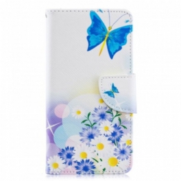 Fodral Samsung Galaxy A40 Fjärilar Och Blommor Målade