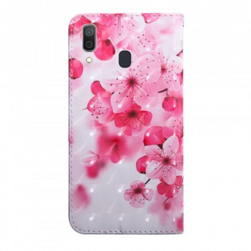 Fodral Samsung Galaxy A40 Rosa Blommor